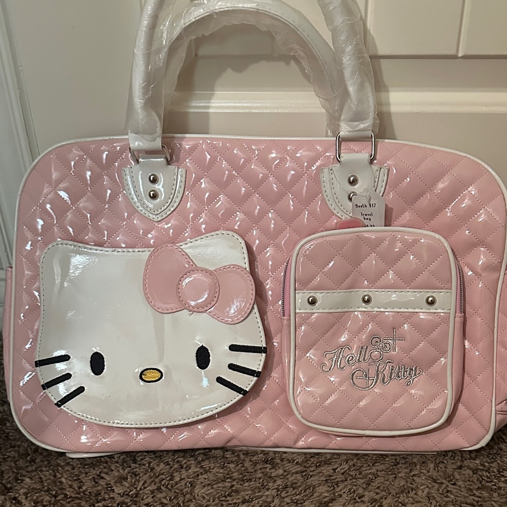 Hello Kitty Pink Quilted Travel Bag with White Accents